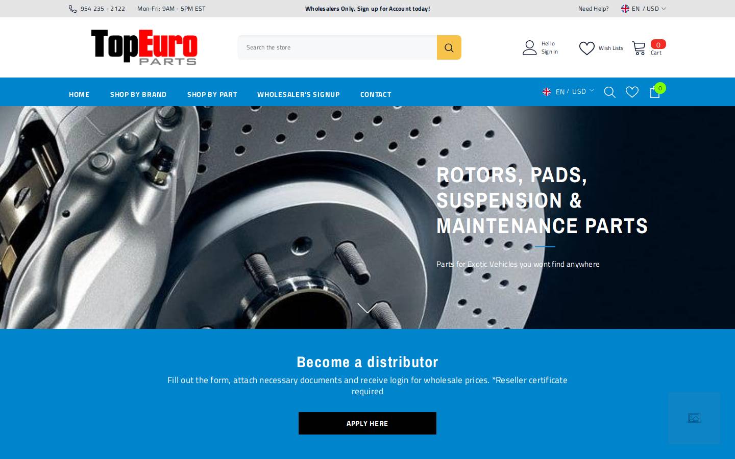 topeuroparts.com homepage screenshot
