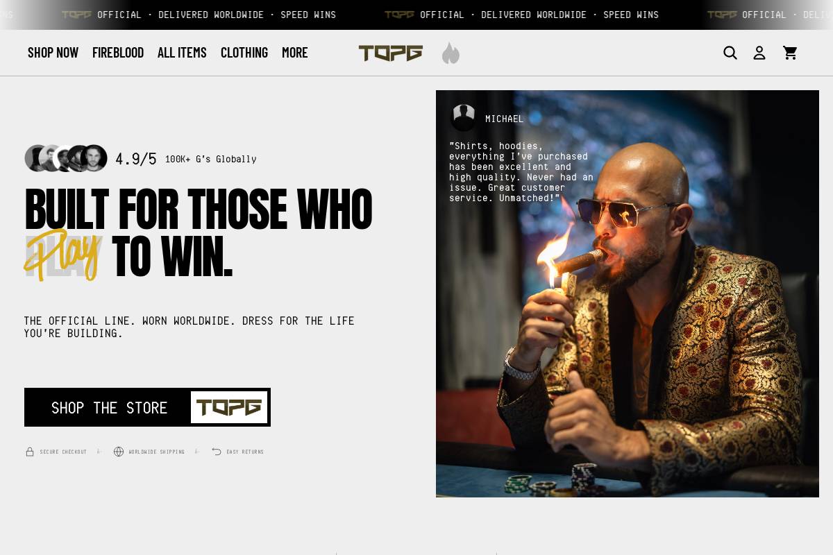 topg.com homepage screenshot