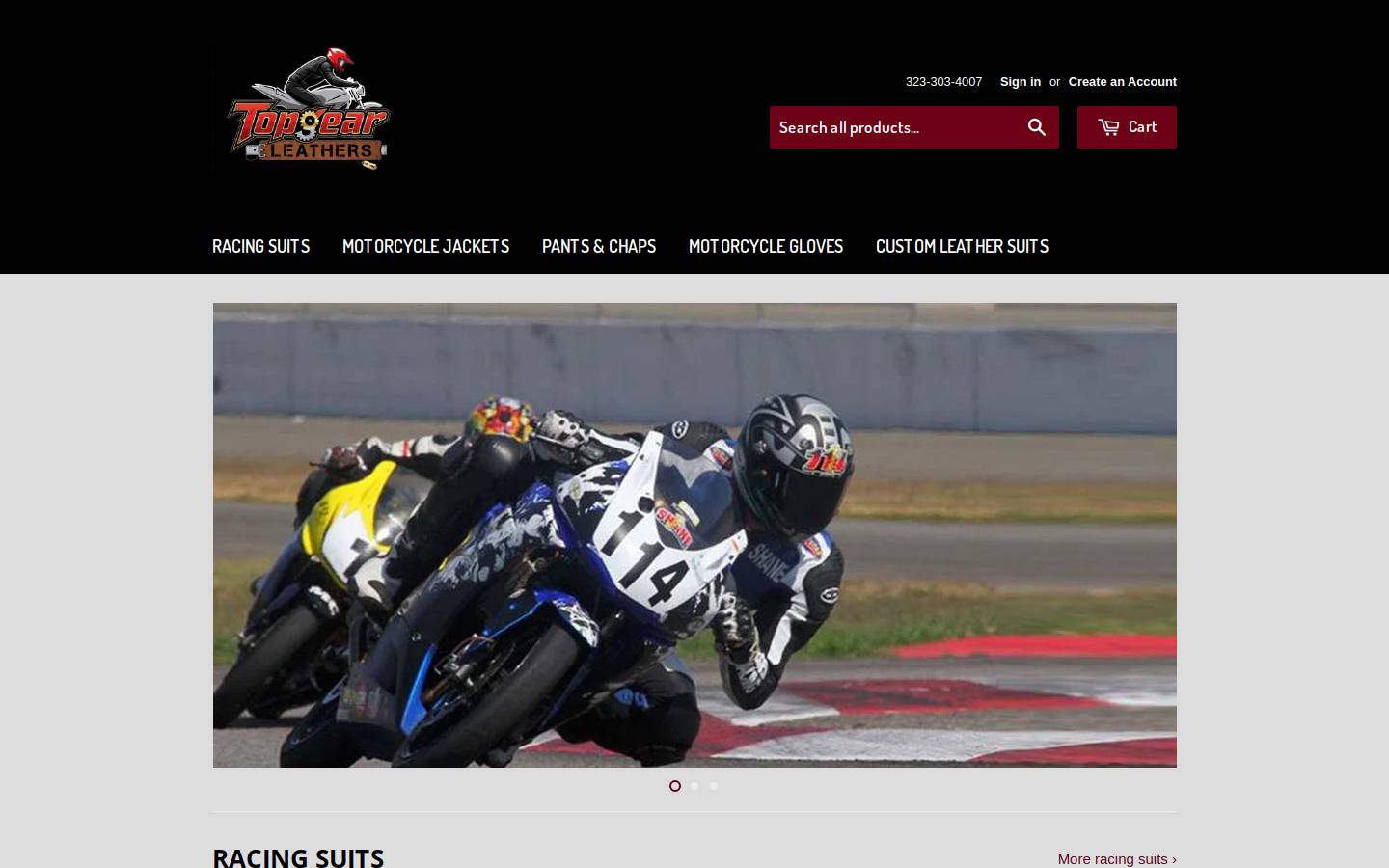 topgearleather.com homepage screenshot