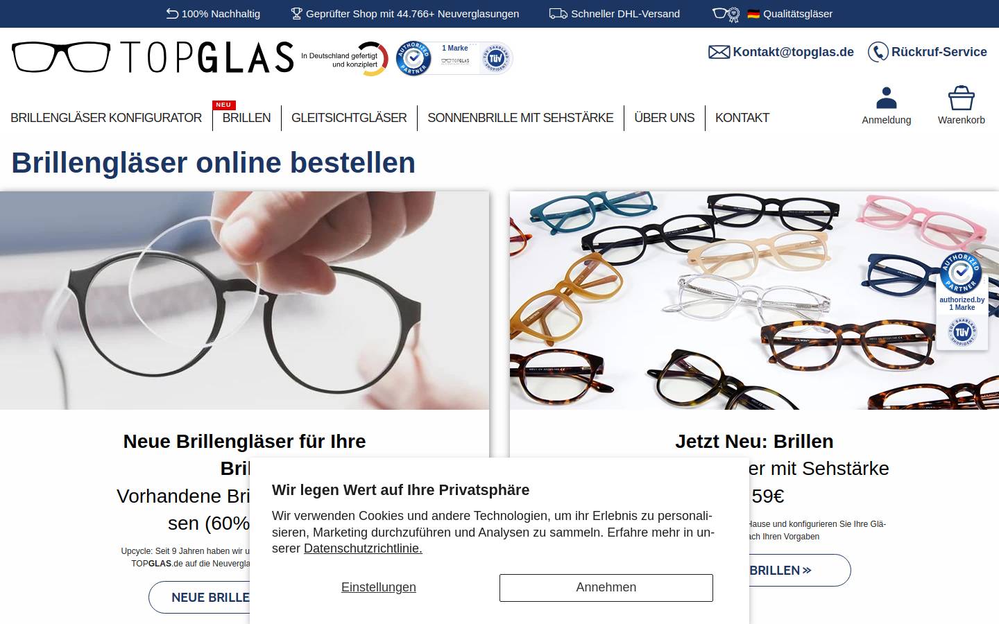TOPGLAS GMBH homepage screenshot