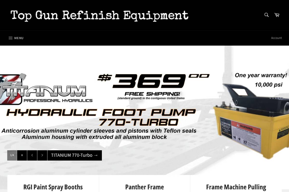topgunrefinishequipment.com homepage screenshot