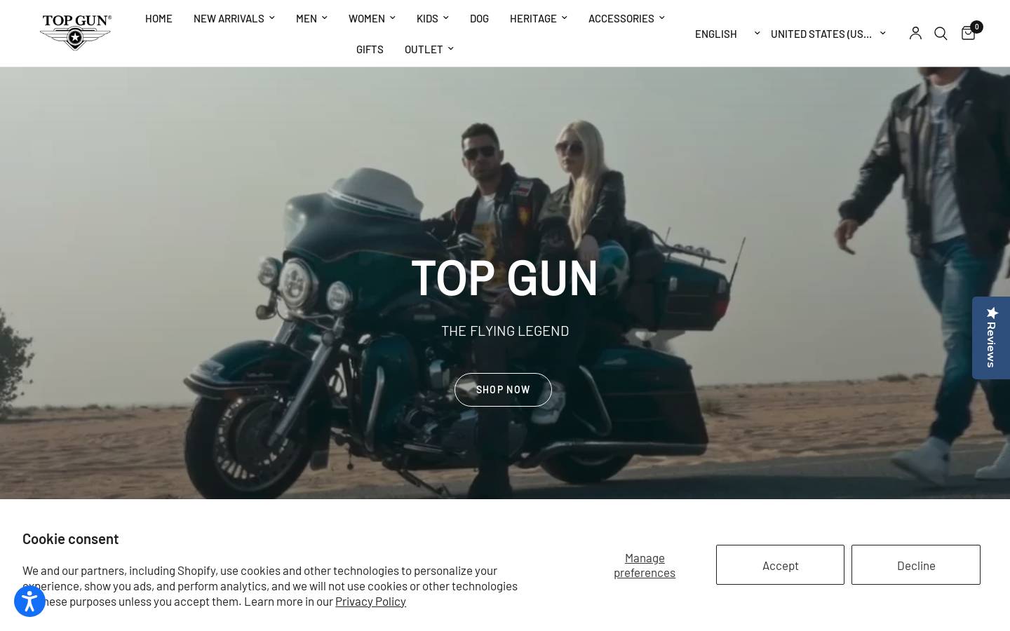 Top Gun® Fashion homepage screenshot
