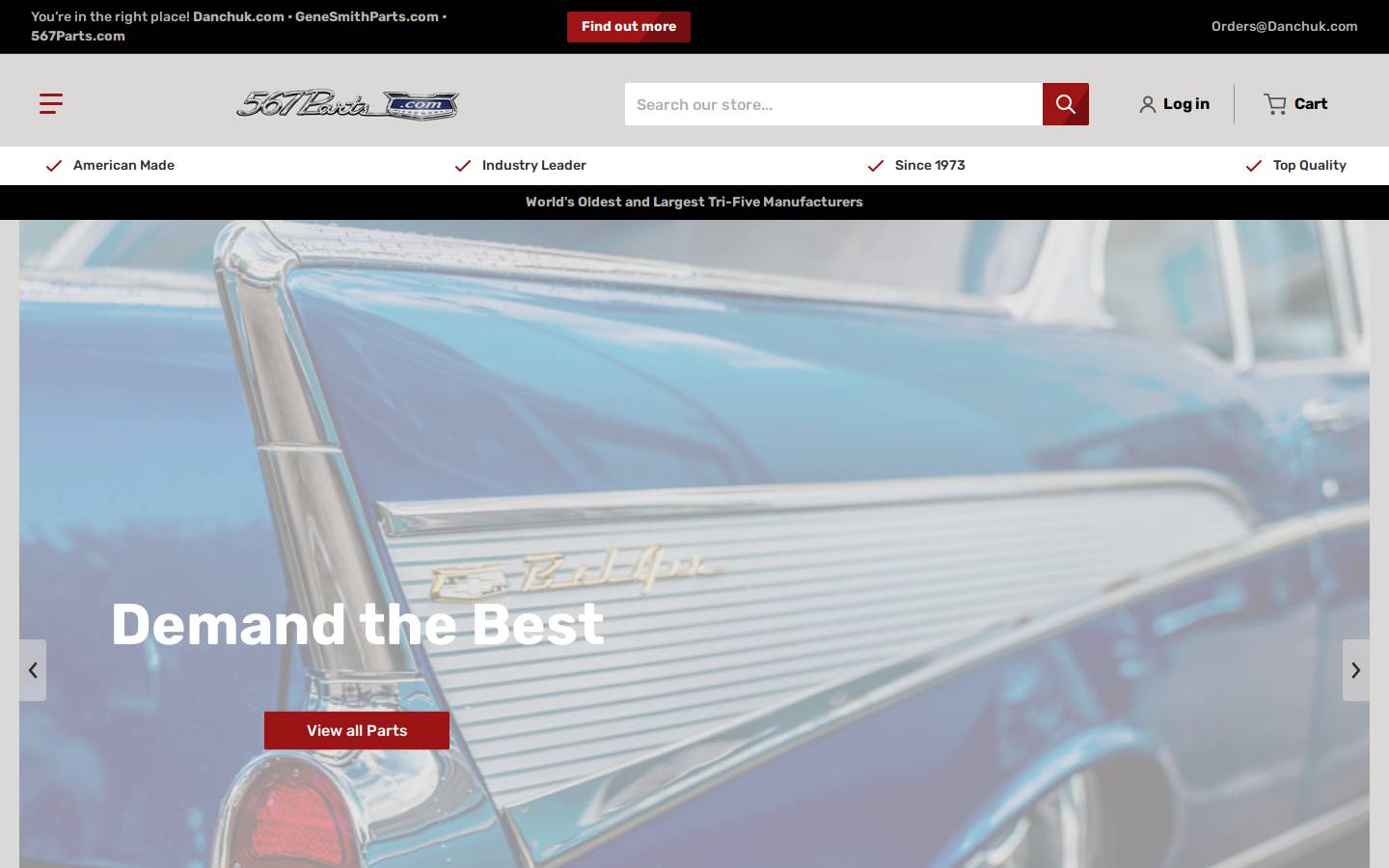 tophatparts.com homepage screenshot