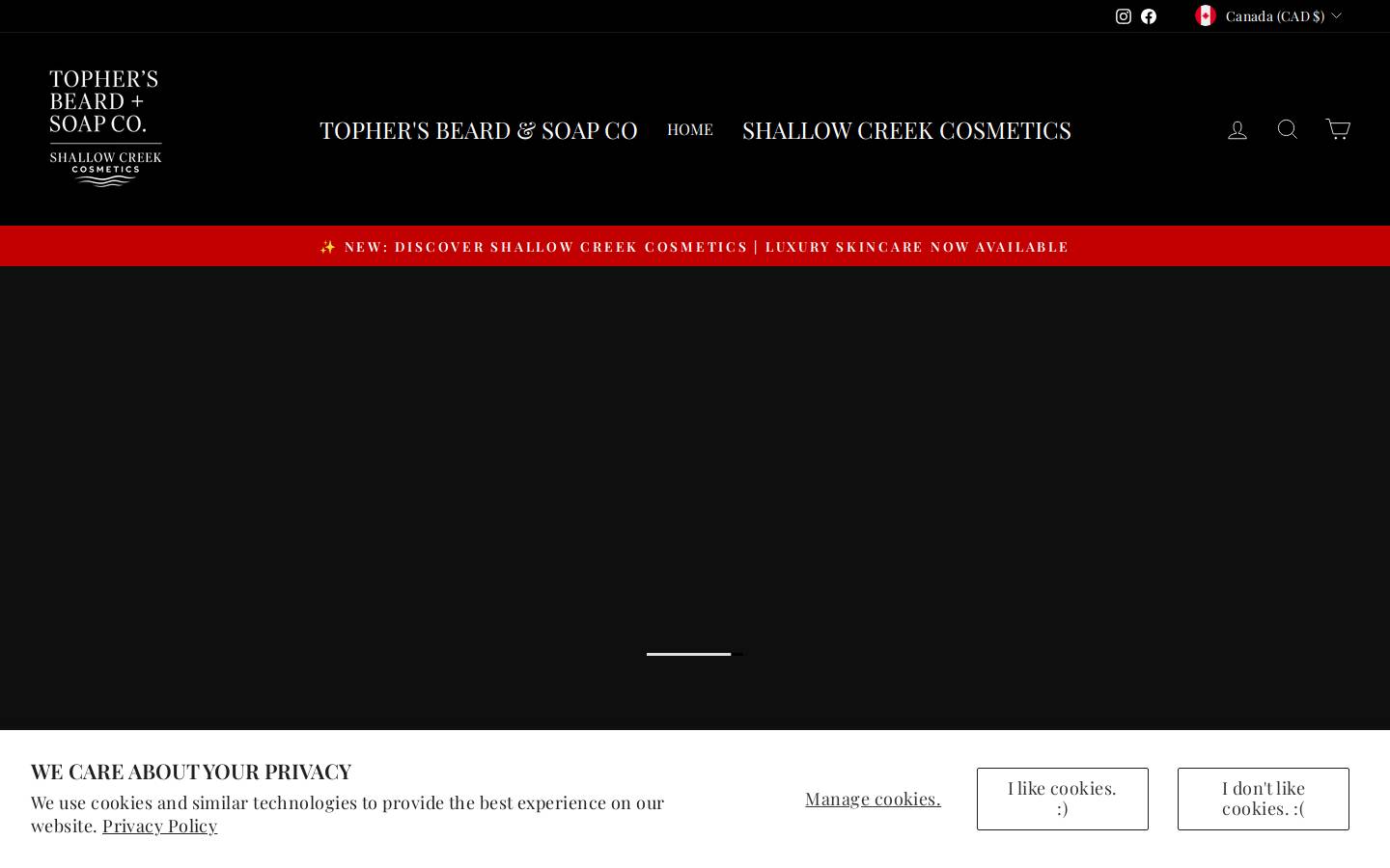 tophersbeardco.com homepage screenshot