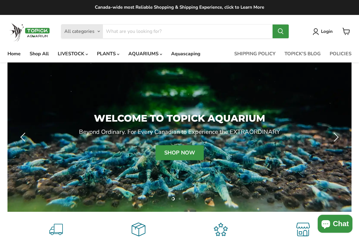 Topick Aquarium homepage screenshot