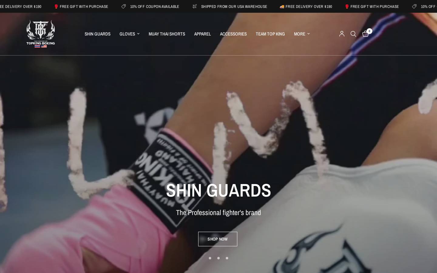 Top King Boxing USA homepage screenshot