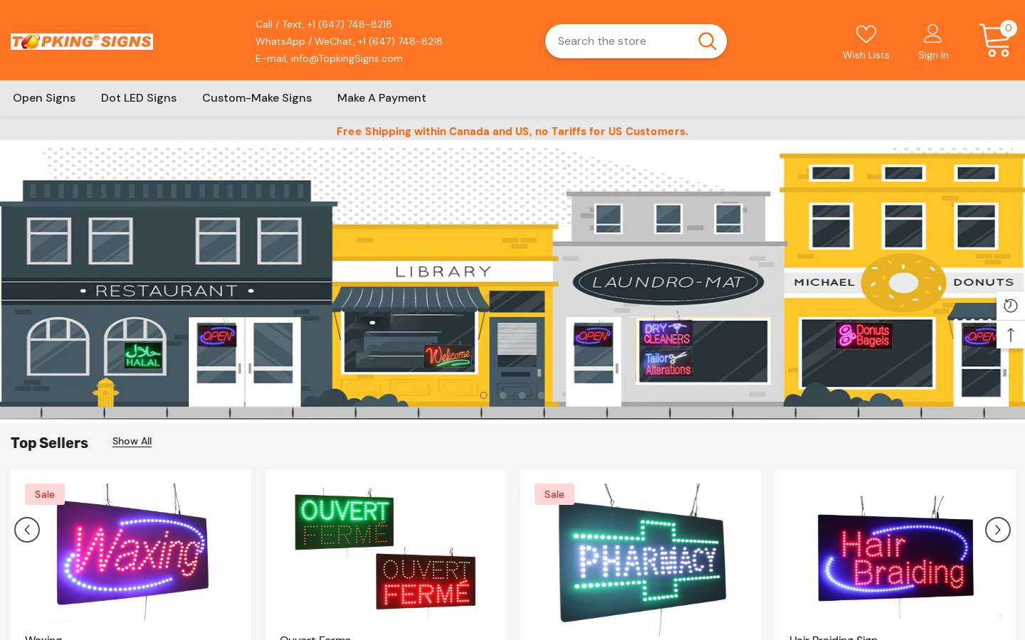 topkingsigns.com homepage screenshot