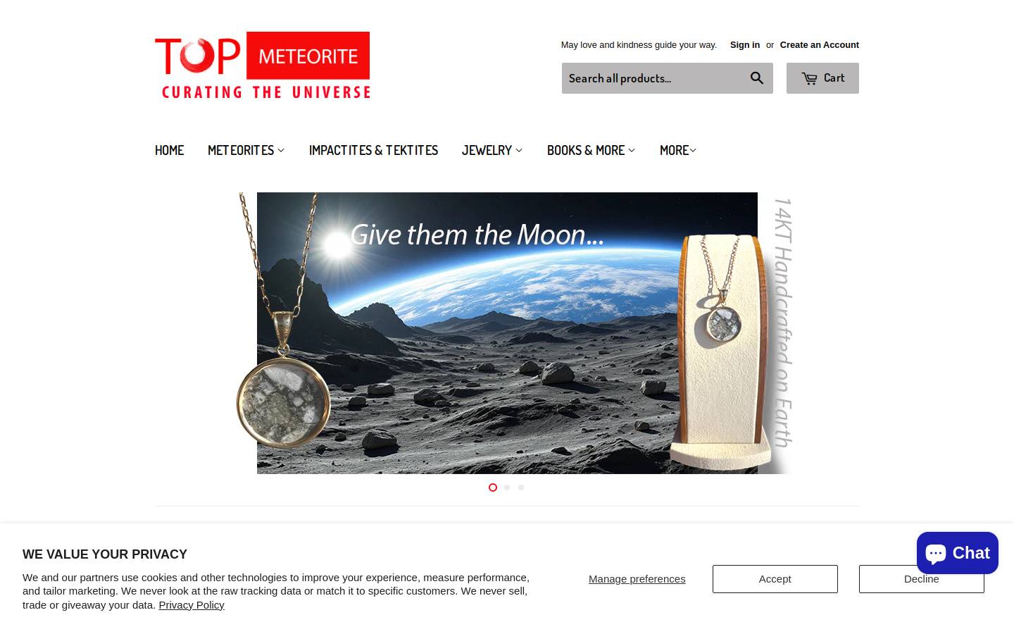 topmeteorite.com homepage screenshot