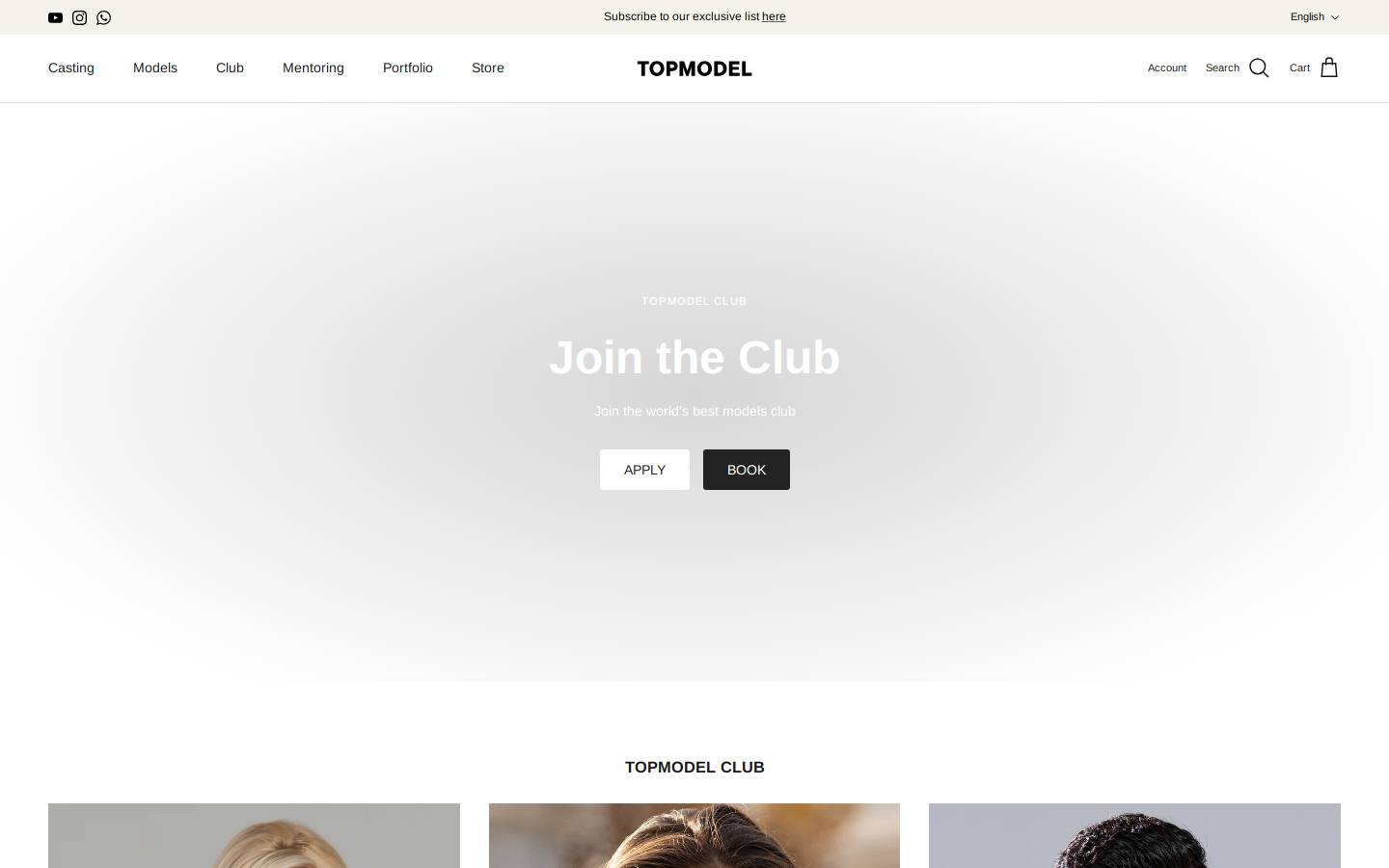 topmodel.club homepage screenshot