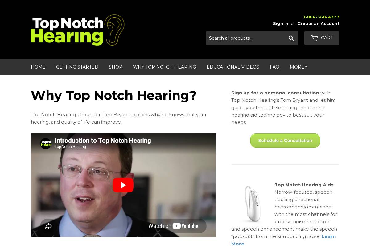 topnotchhearing.com homepage screenshot