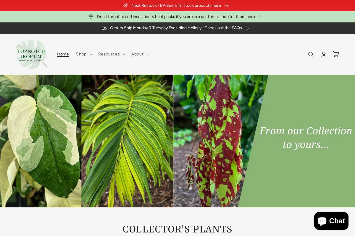 topnotchtropical.com homepage screenshot