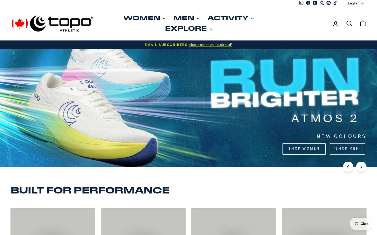 topoathletic.com homepage screenshot
