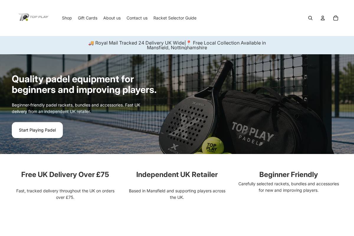 topplaypadel.co.uk homepage screenshot