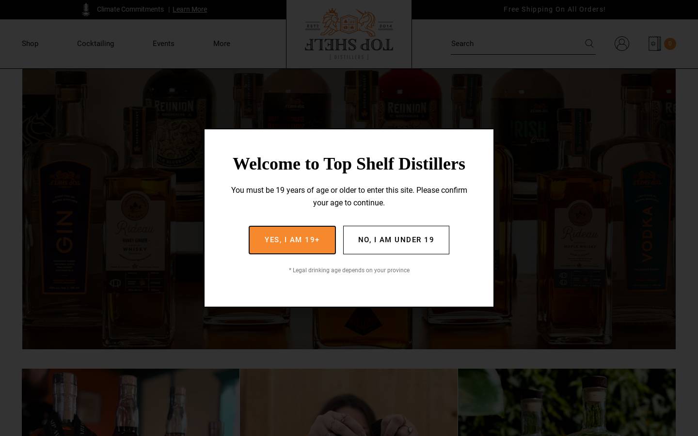 topshelfdistillers.com homepage screenshot
