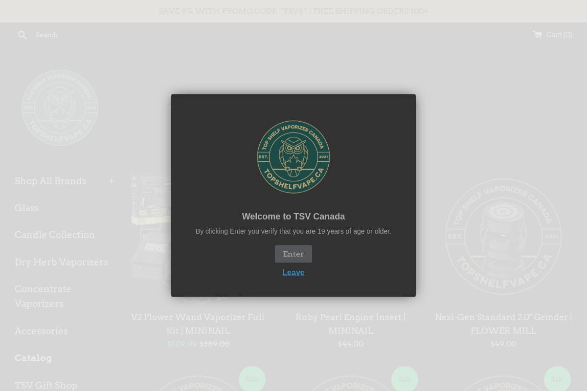 topshelfvape.ca homepage screenshot