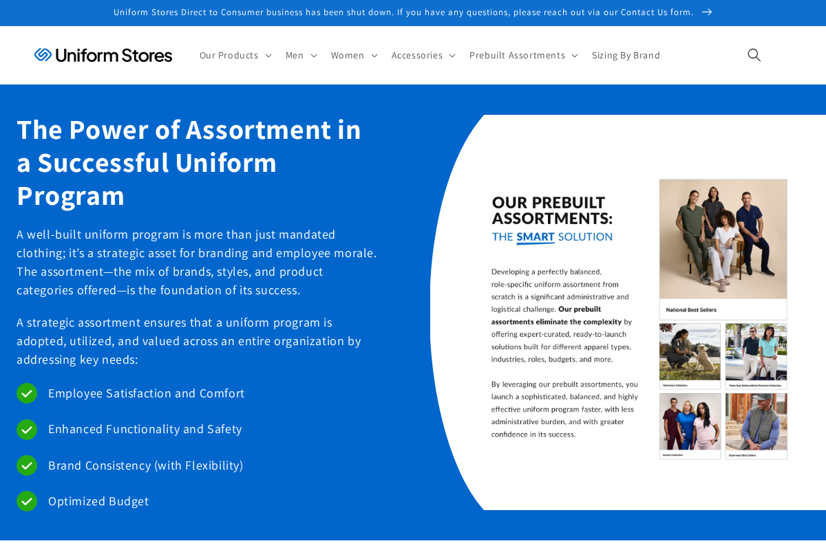 Uniform Stores Catalog homepage screenshot