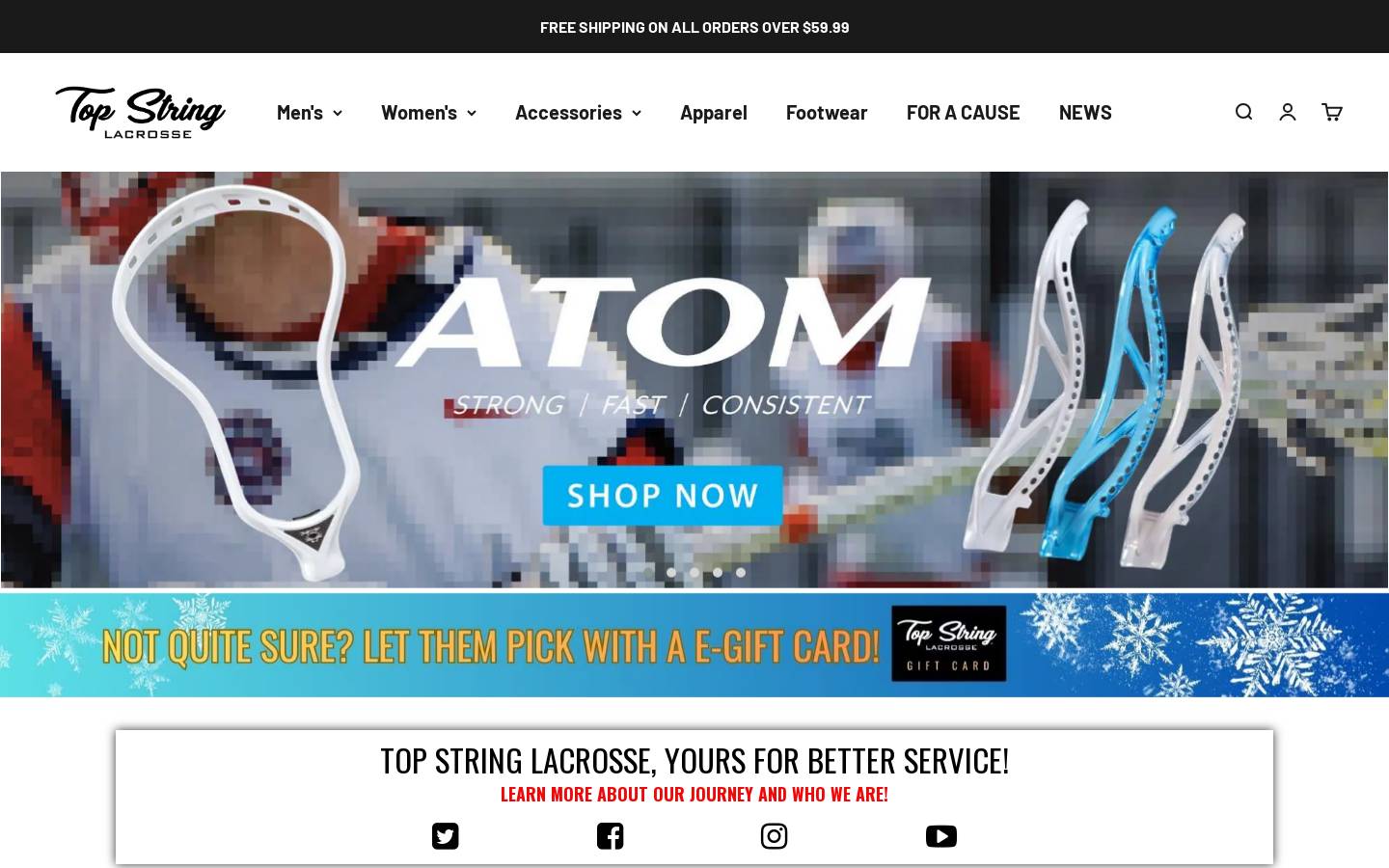 topstringlacrosse.com homepage screenshot
