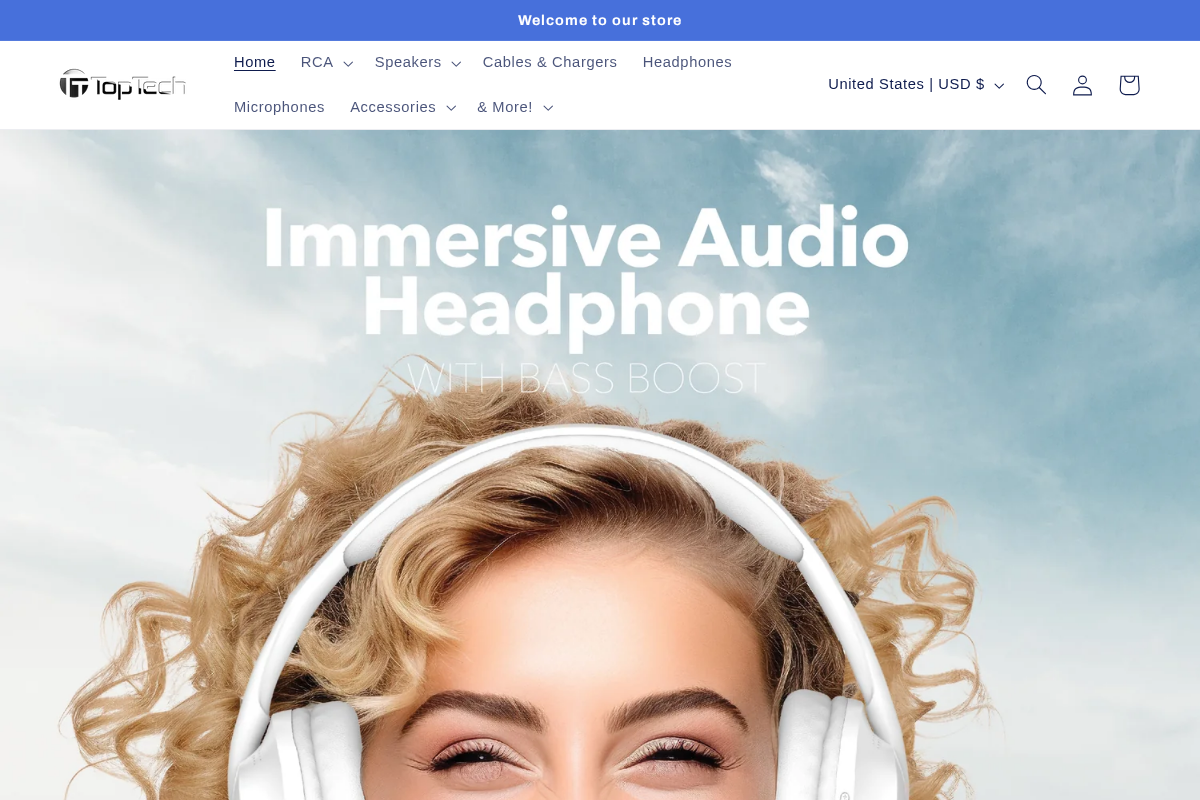 Top Tech Audio homepage screenshot