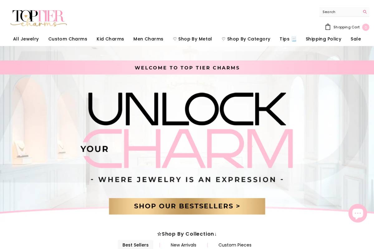 toptiercharms.com homepage screenshot