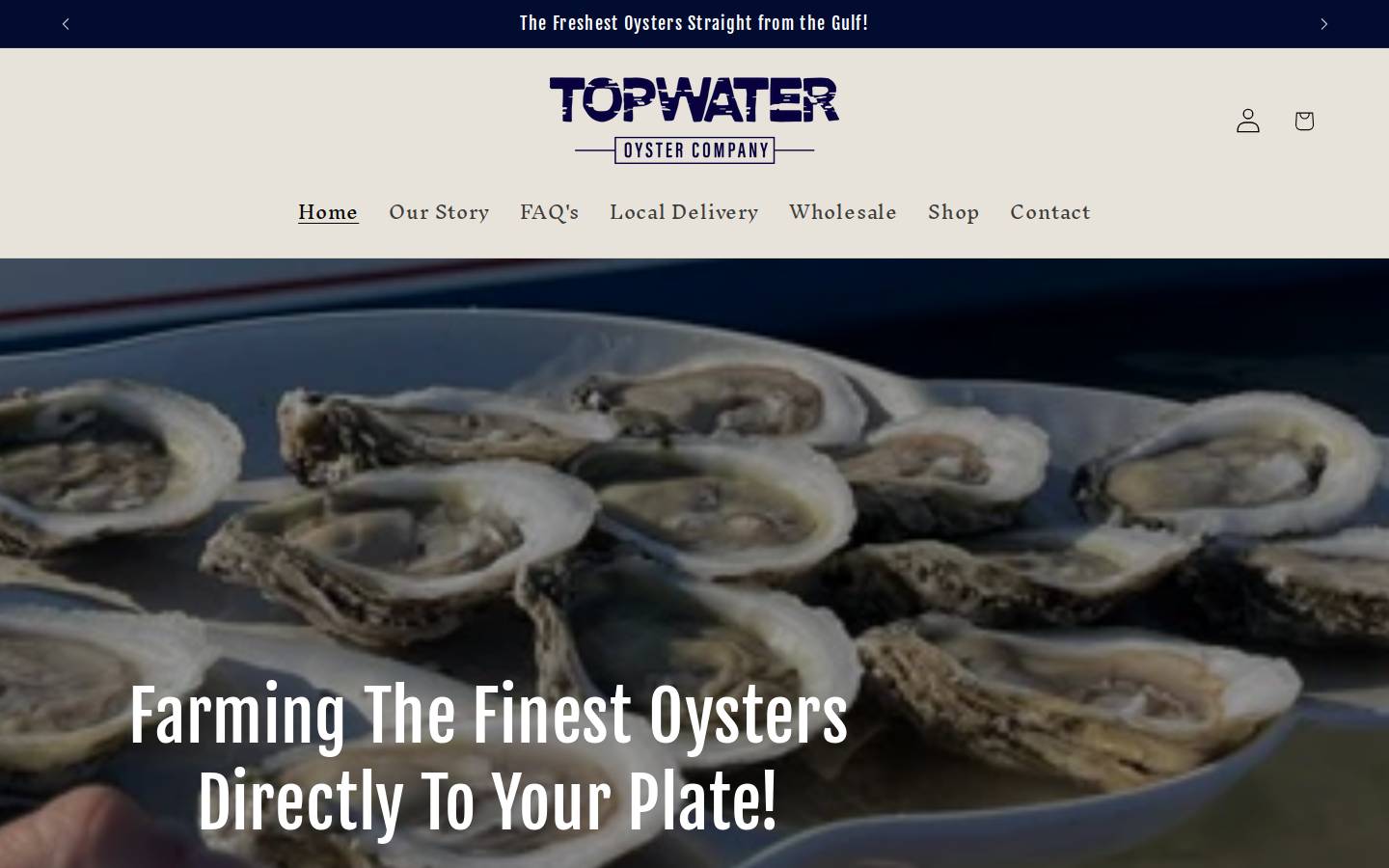 topwateroyster.com homepage screenshot