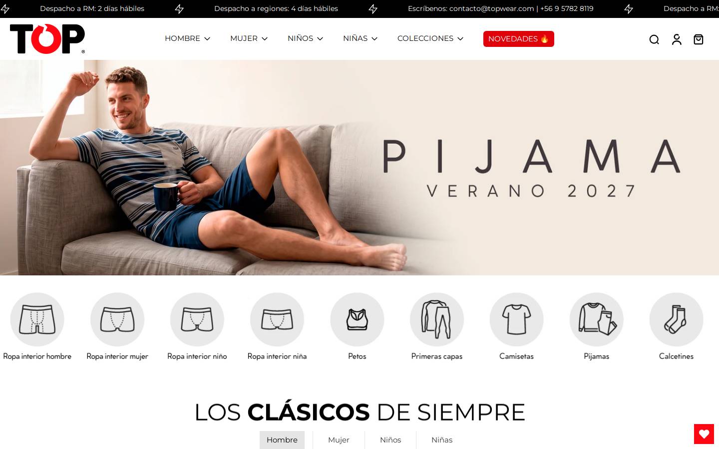 topwear.com homepage screenshot