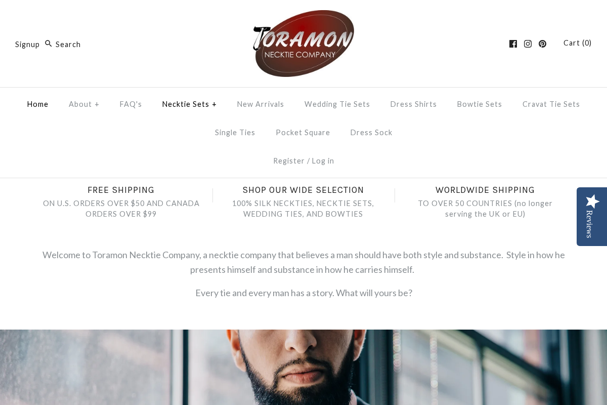 Toramon Necktie Company homepage screenshot