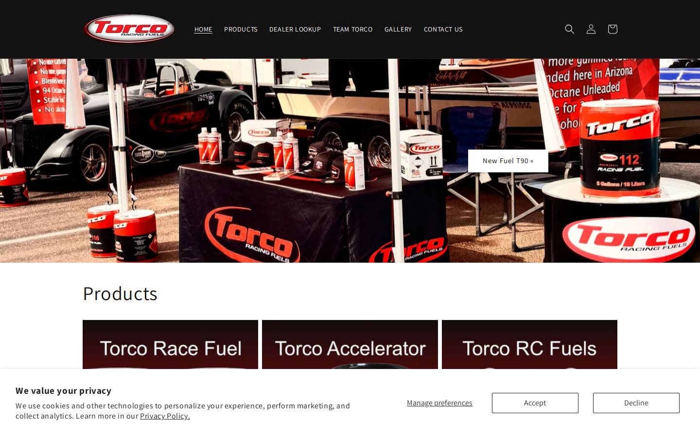torcoracingfuel.com homepage screenshot