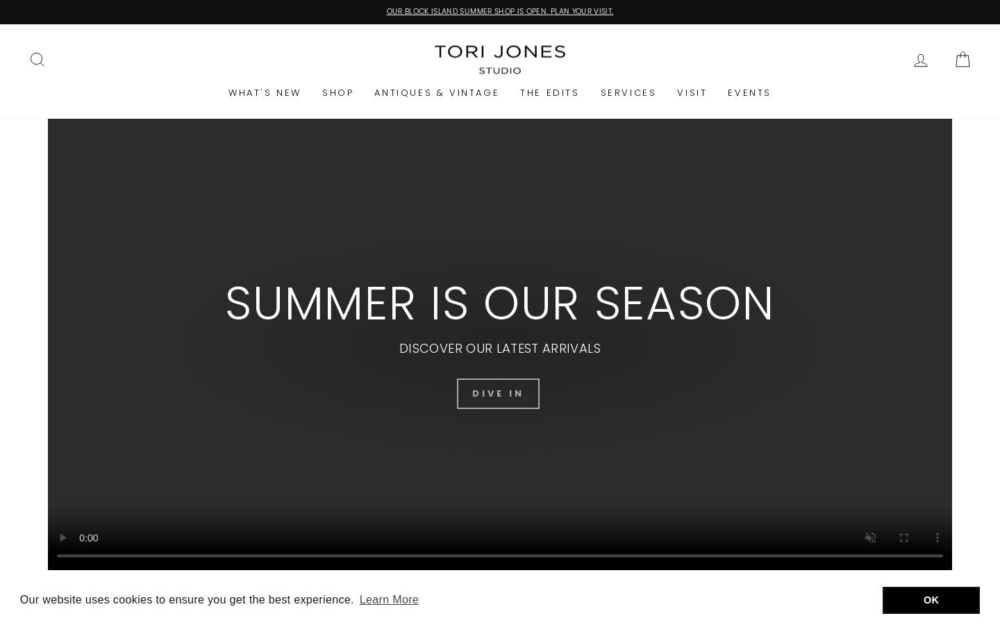 torijonesvintage.com homepage screenshot