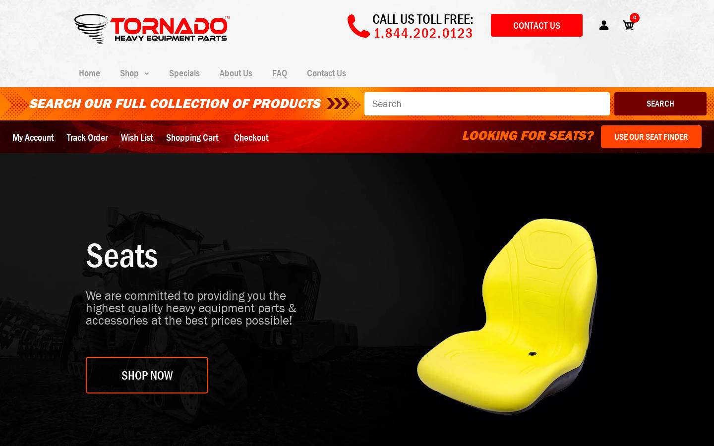 tornadoparts.com homepage screenshot