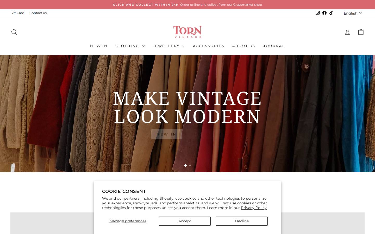 tornvintage.com homepage screenshot