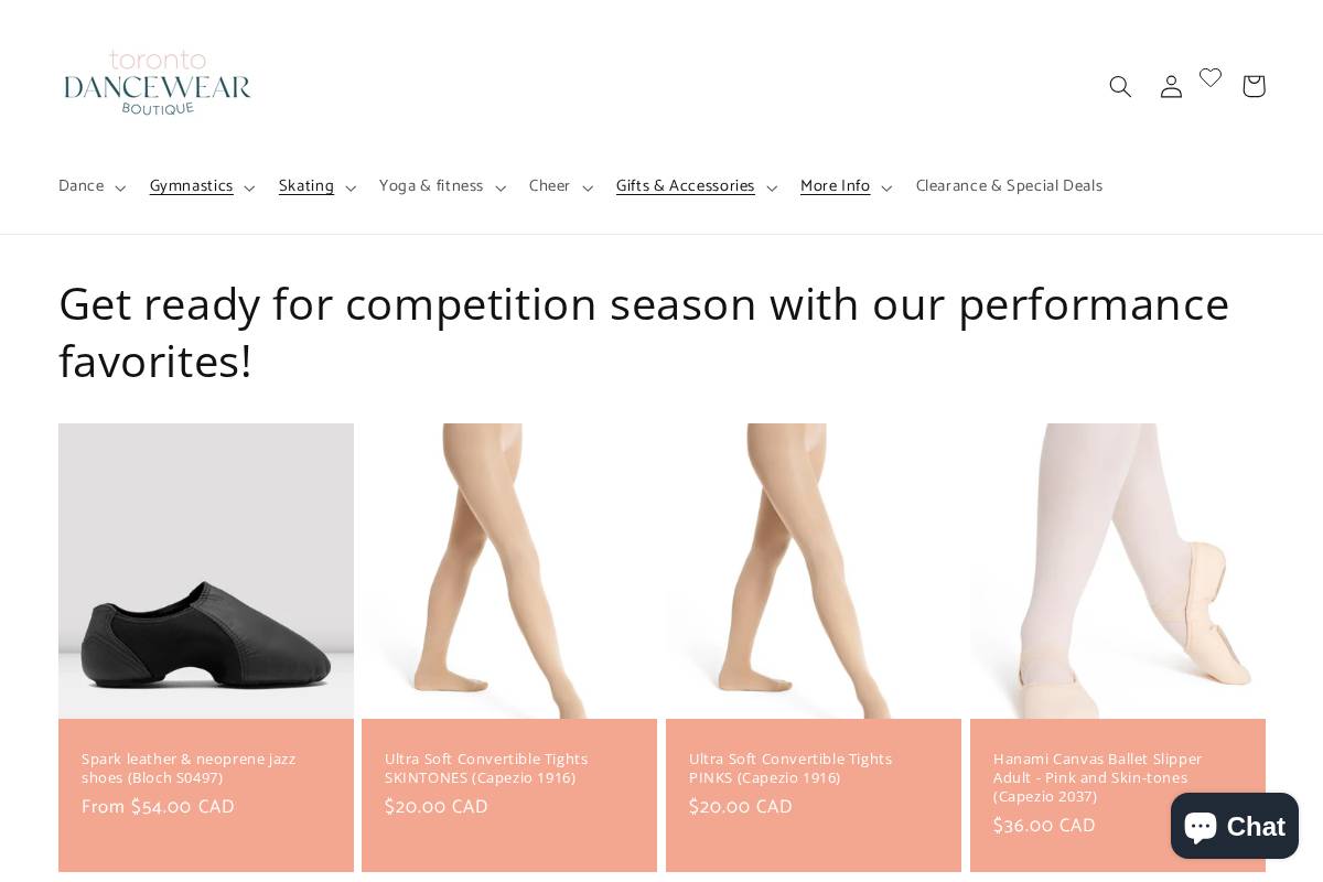 torontodancewear.com homepage screenshot