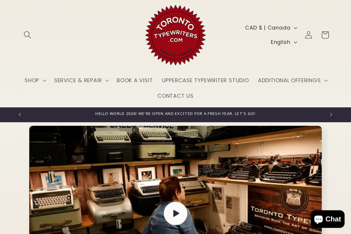 Toronto Typewriters homepage screenshot