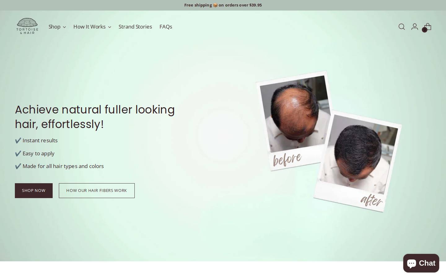 tortoiseandhair.com homepage screenshot