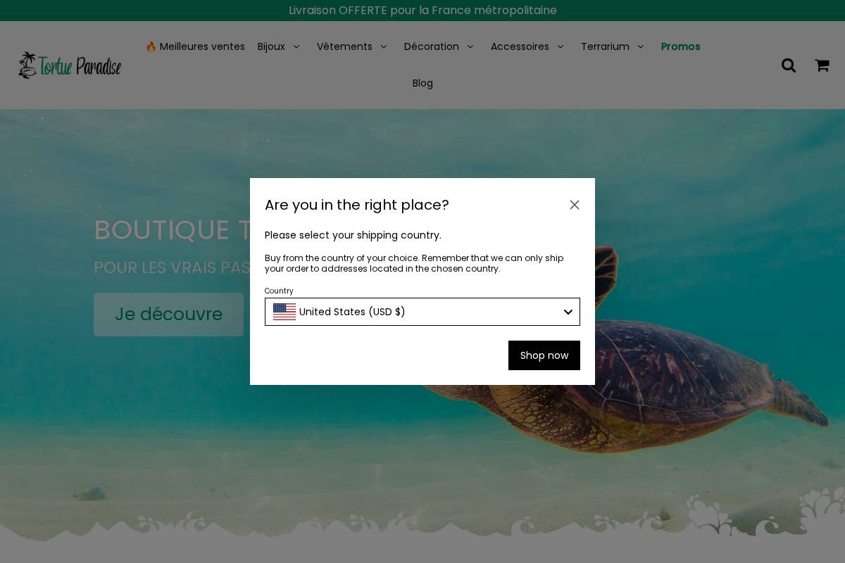 tortue-paradise.com homepage screenshot