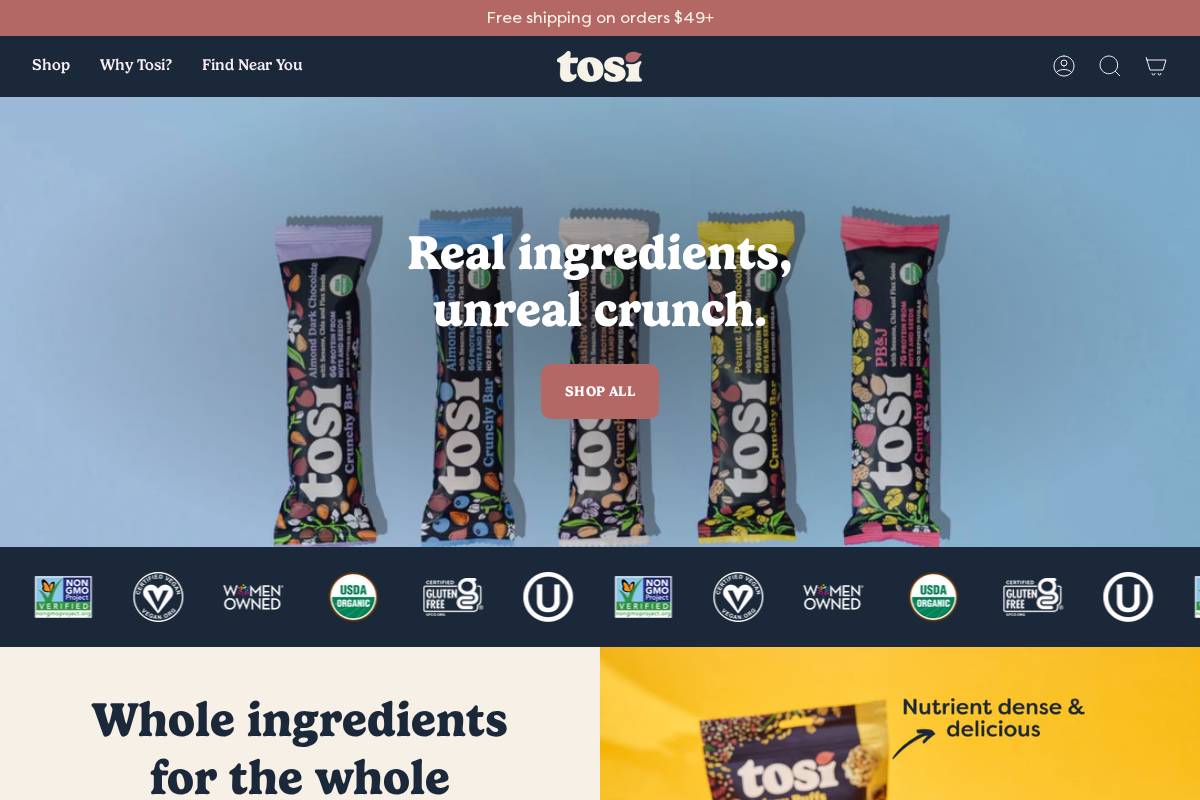TOSI Placement Services homepage screenshot