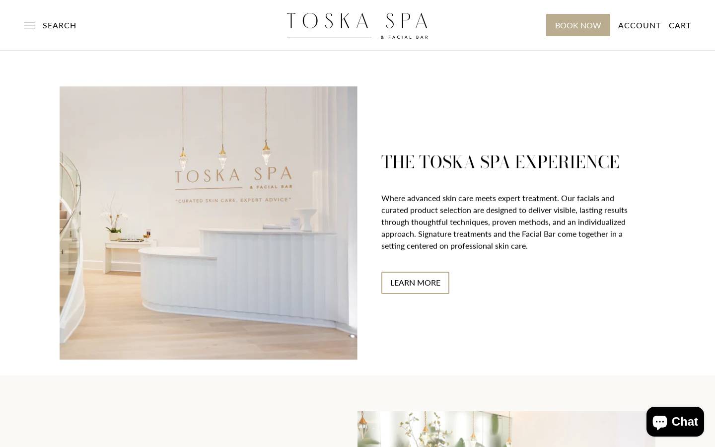 toskaspa.com homepage screenshot