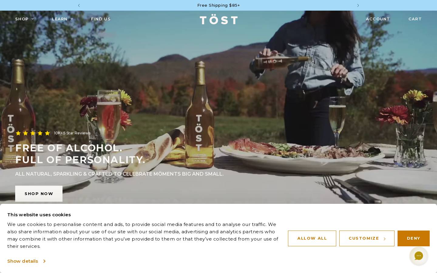 TÖST Beverages homepage screenshot