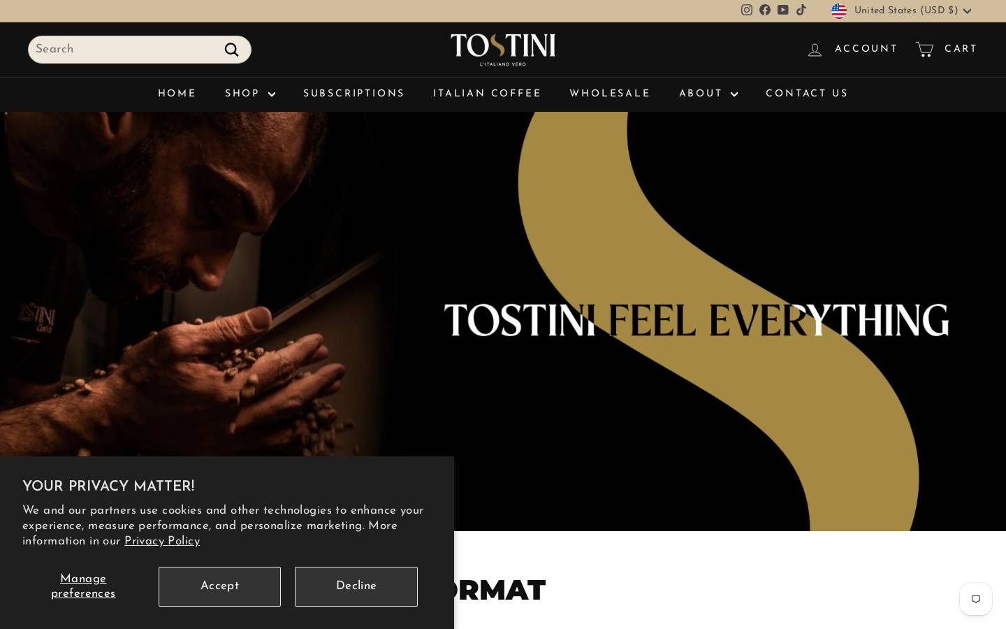 Tostini homepage screenshot