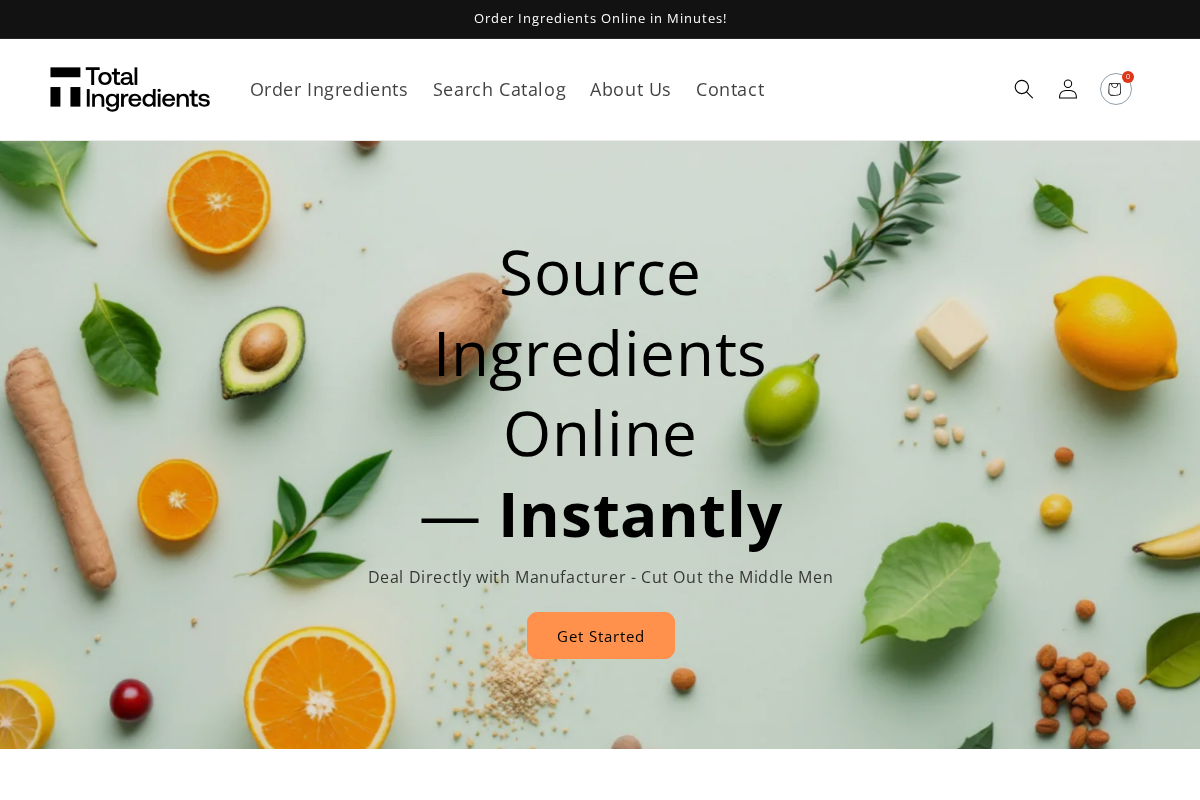Total Ingredients homepage screenshot