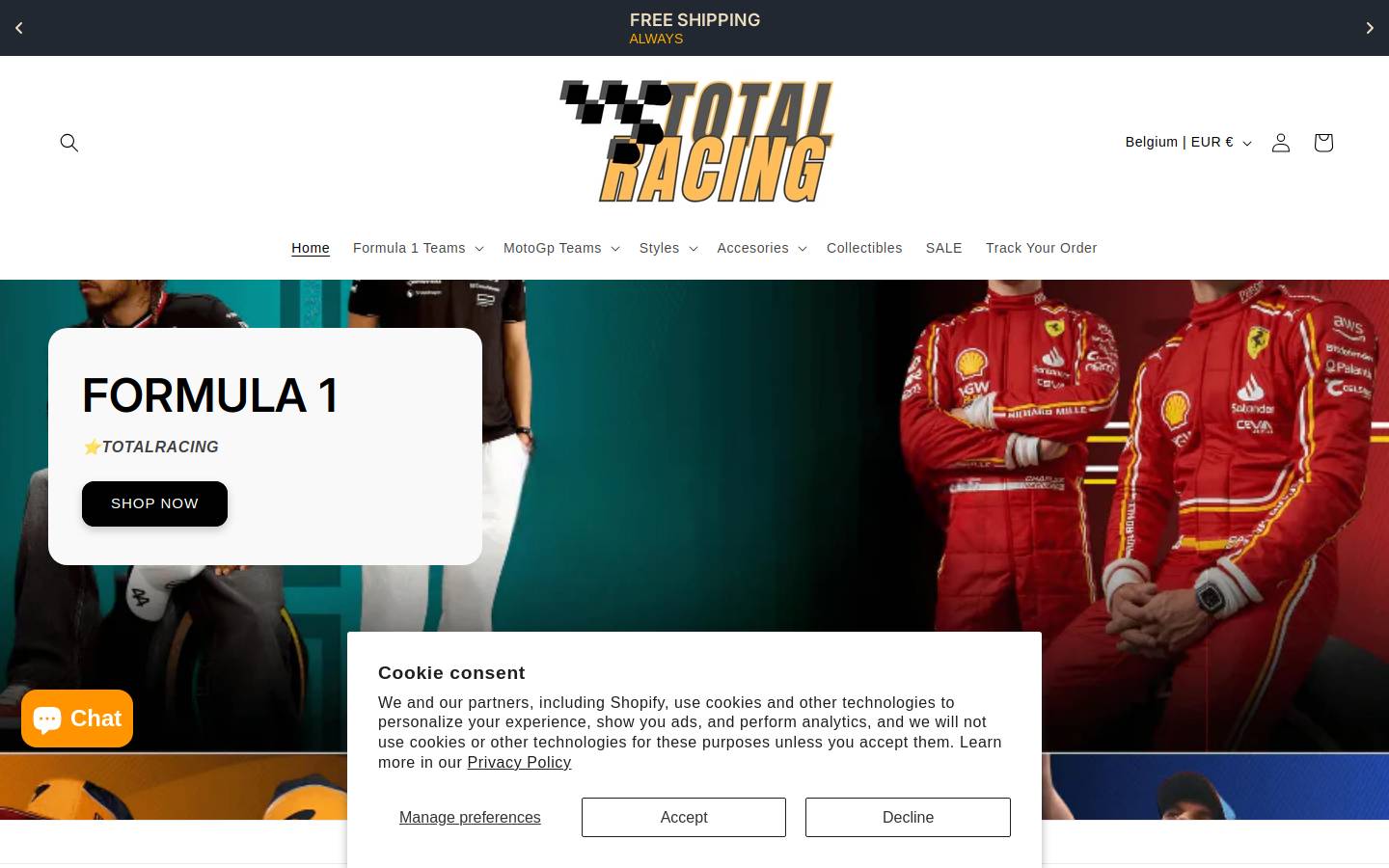 Total Racing homepage screenshot