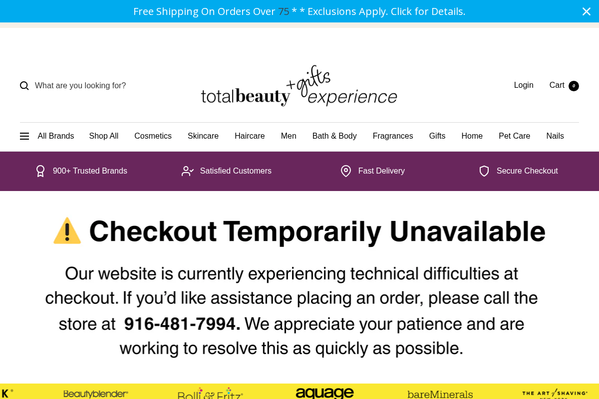 TOTAL BEAUTY EXPERIENCE homepage screenshot