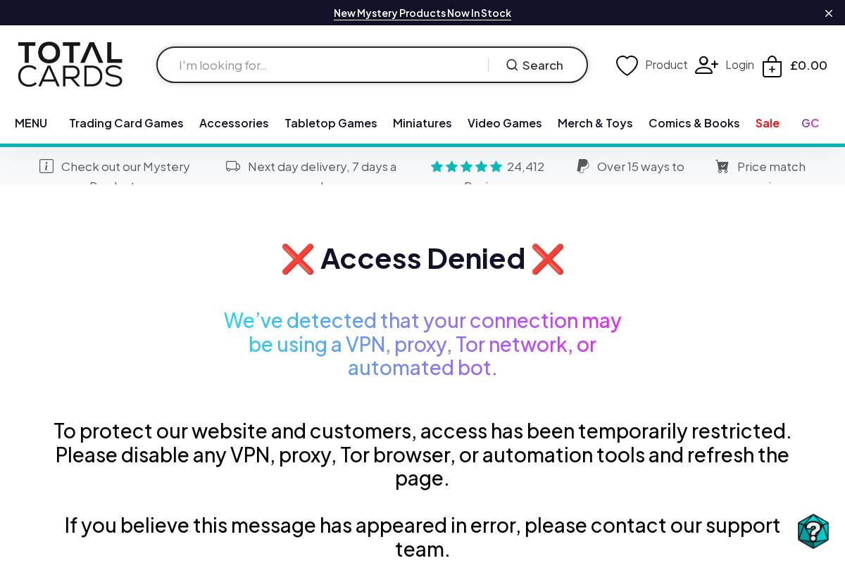 Total Cards homepage screenshot