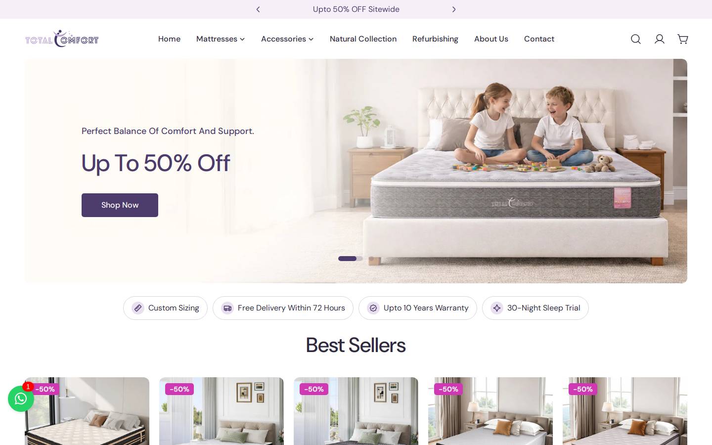 totalcomfortuae.com homepage screenshot