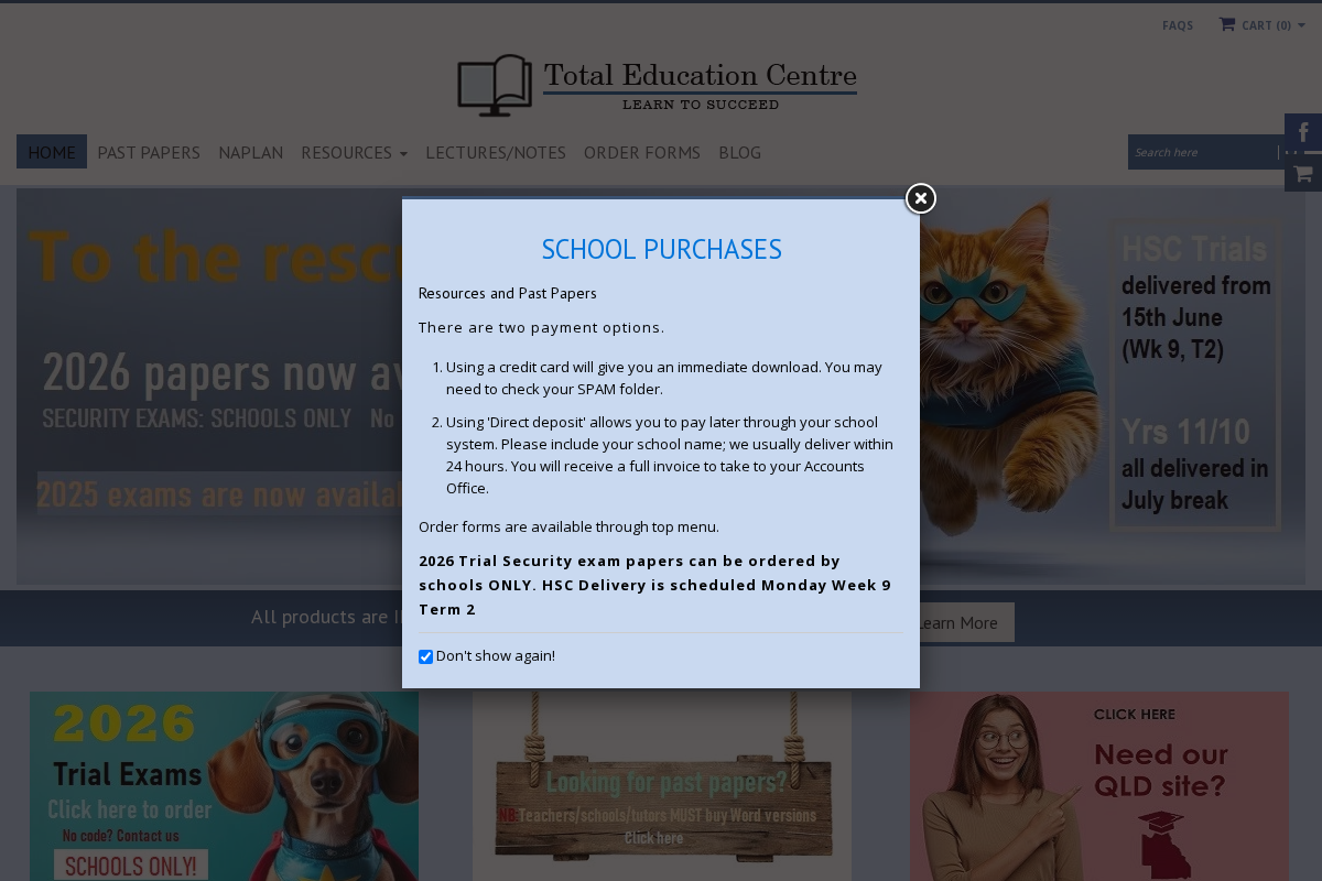 Total Education Centre homepage screenshot