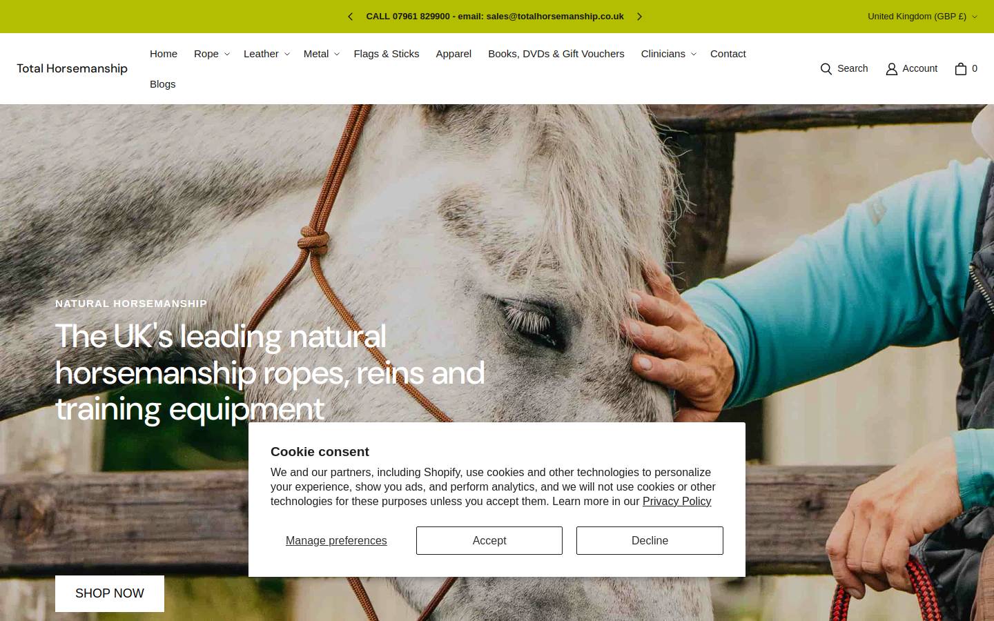 Totalhorsemanship homepage screenshot