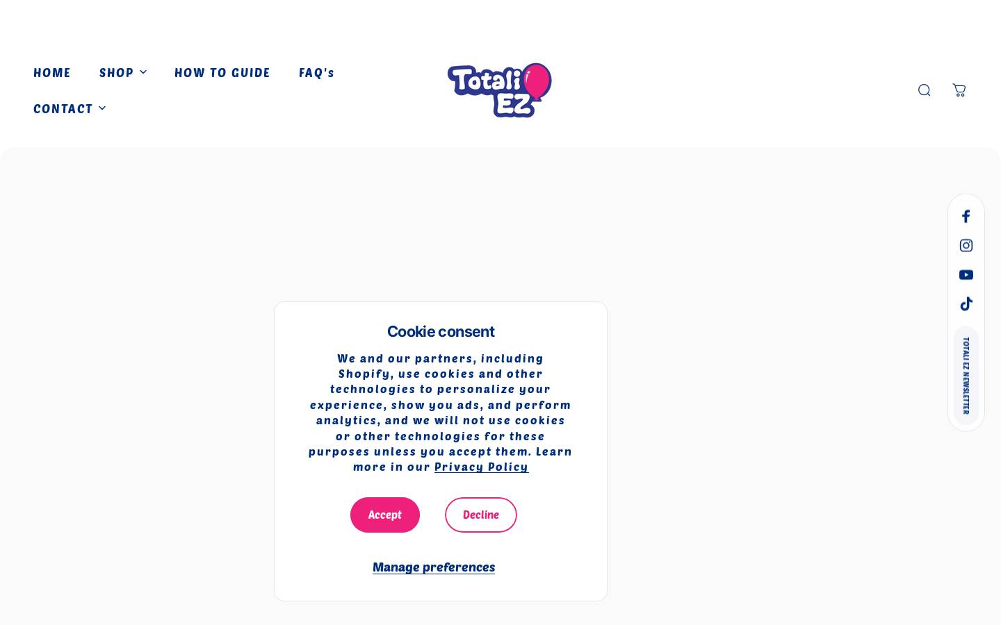 totaliezballoons.com homepage screenshot
