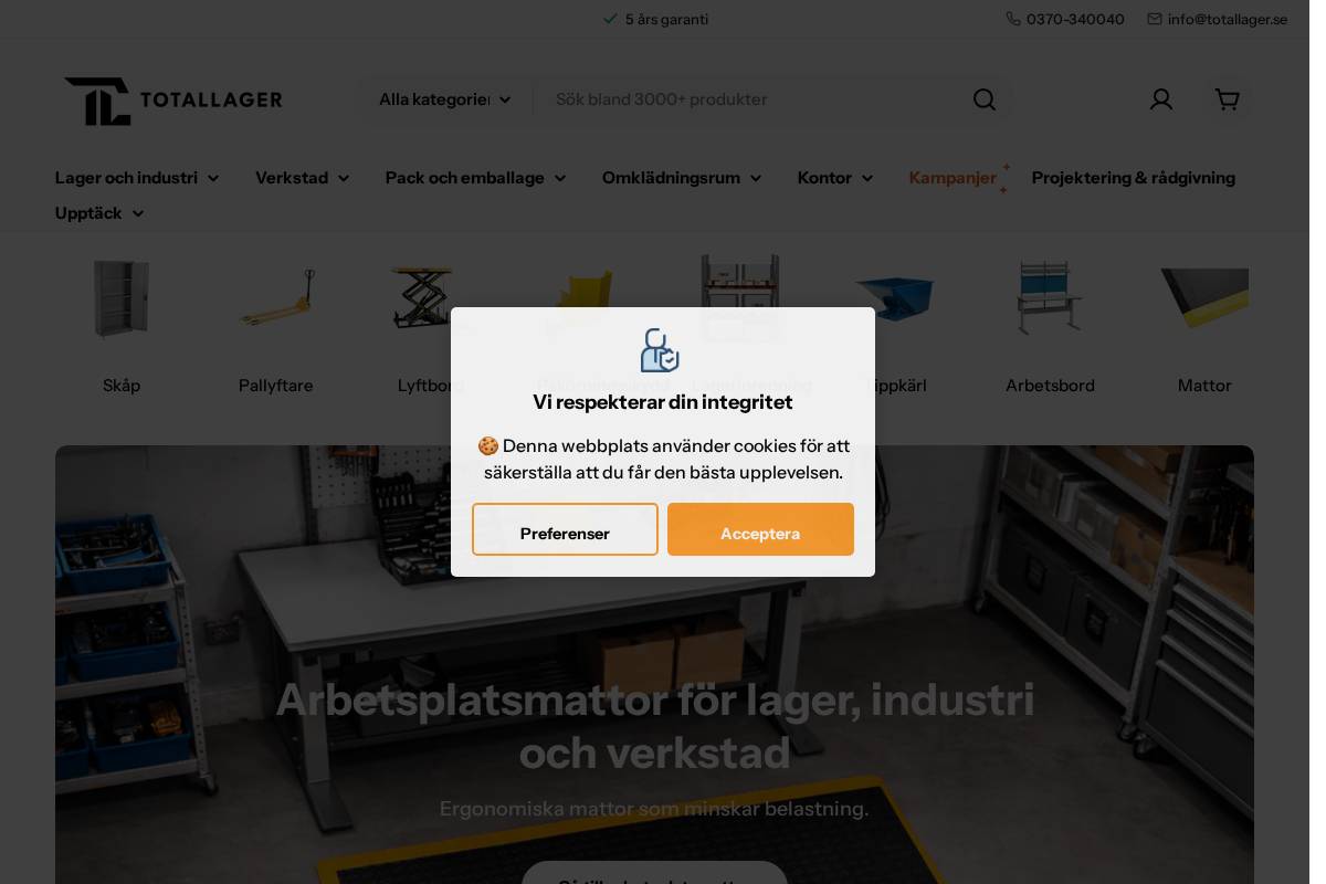 Totallager homepage screenshot