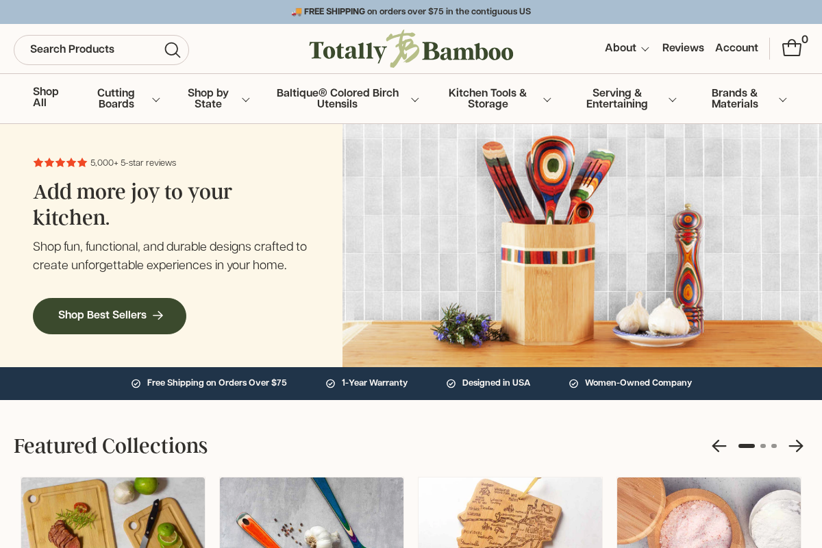 Totally Bamboo homepage screenshot