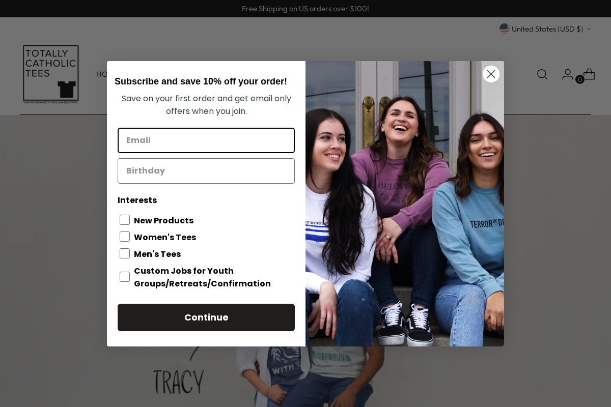 Totally Catholic Tees homepage screenshot