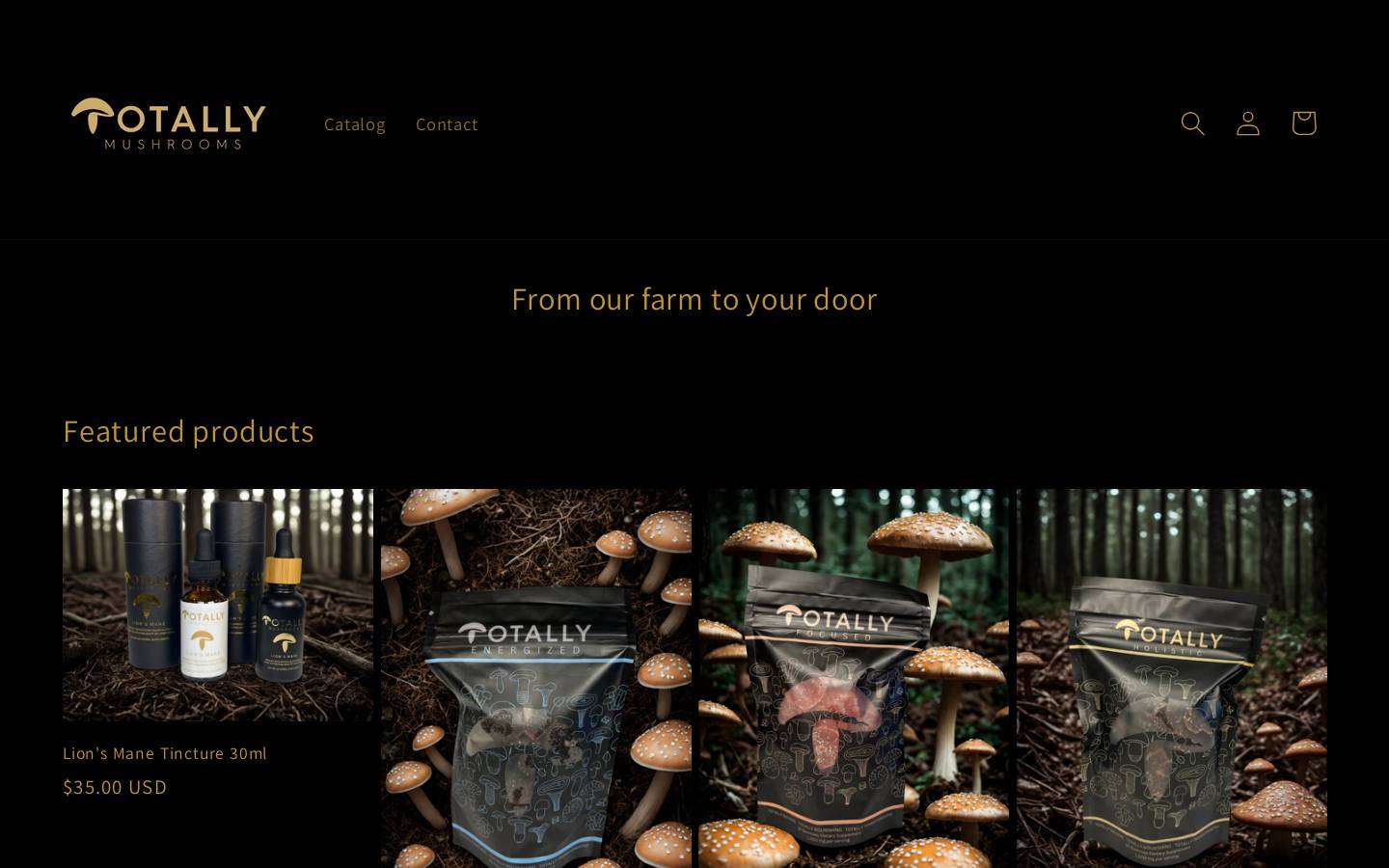 totallymushrooms.store homepage screenshot